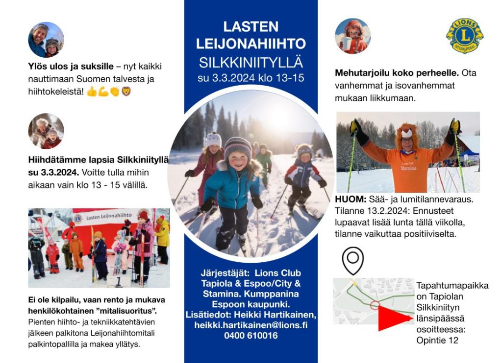 PERUTTU: Lasten Leijonahiihto Tapiolan Silkkiniityllä Su 3.3.2024 Klo ...